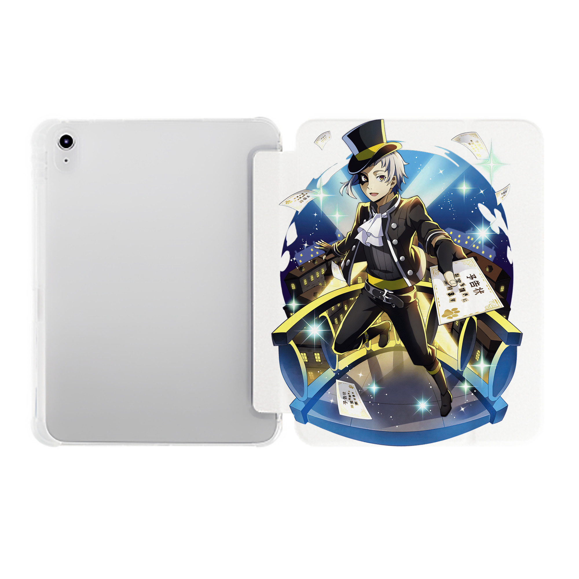 （画像用） 文豪ストレイドッグス Bungo Stray Dogs IPad ケース ペン収納付き 三つ折りスタンド PUレザー×シリコン 対応機種9.5/10.5/10.9インチ